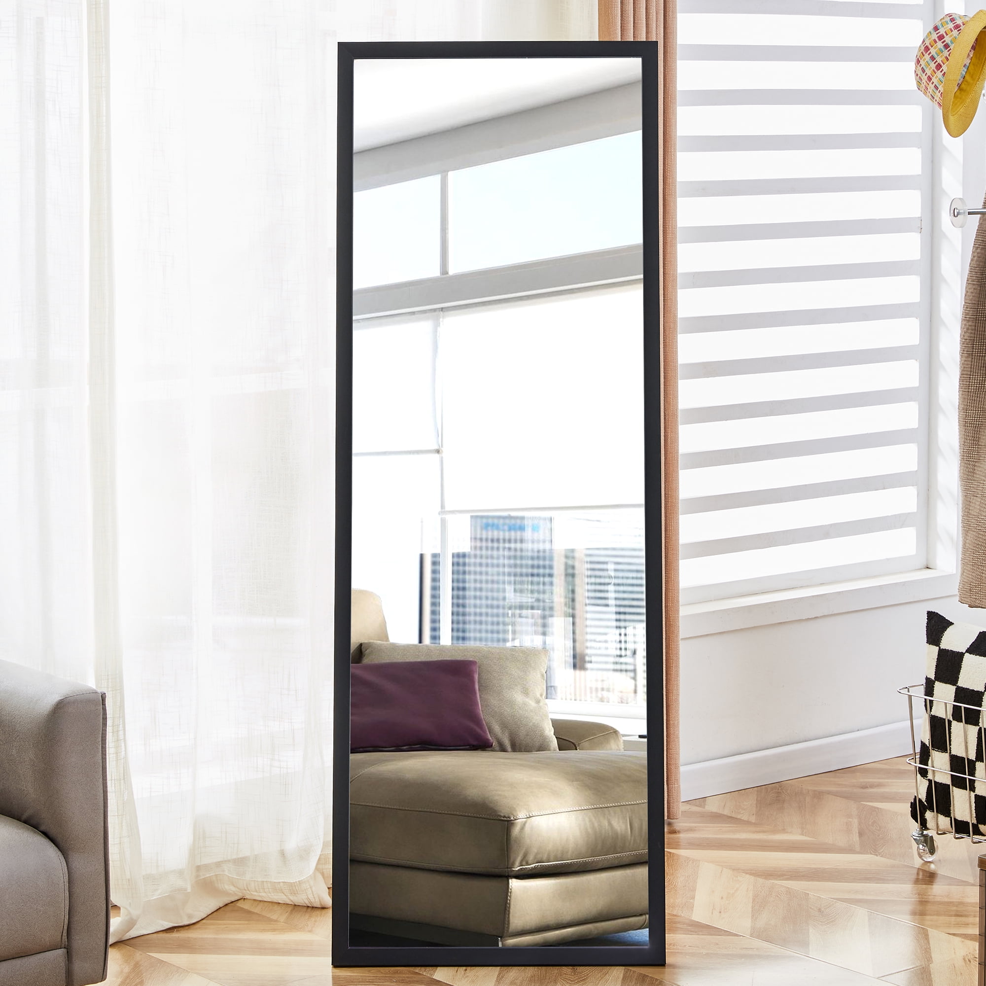 FullLength Mirror, Dressing Mirror with Wood Grain Solid Wood Frame
