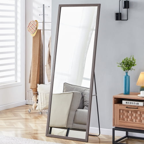 FullLength Mirror, Dressing Mirror with Wood Grain Solid Wood Frame