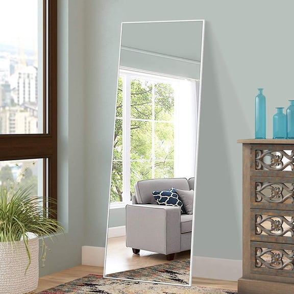 Full Length Mirror Floor Mirror with Standing Holder Bedroom/Locker Room Standing/Hanging Mirror Dressing Mirror (White) (AMZVCNTJJ01035AAG-ZYF)