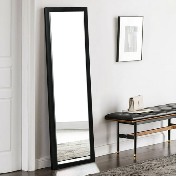 Full Length Mirror Floor Wall Mounted Leaning Hanging Rectangle Black 55"x12"