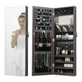 thumbnail image 1 of Full Length Mirror Jewelry Armoire Cabinet Organizer for Makeup over The Door Mirror with Jewelry Box Lockable Storage Brown, 1 of 7