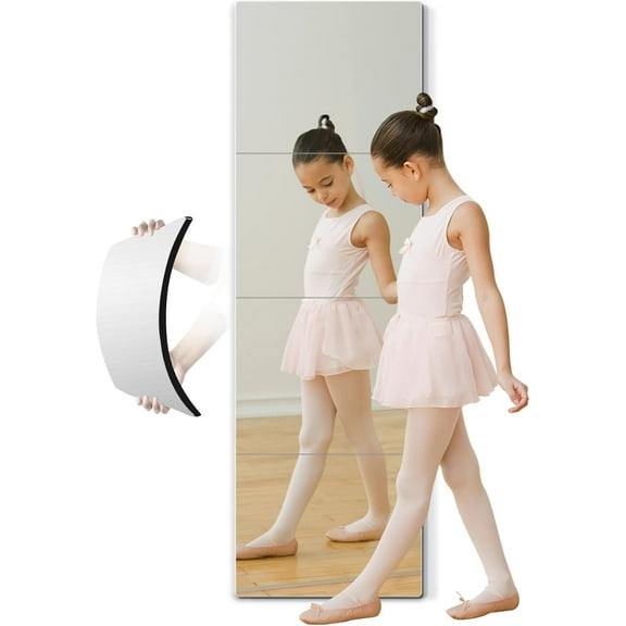 Full Length Mirror for Kids Safety Shatterproof Mirror,Plastic Wall Mirror,Made of Acrylic Plexiglass Mirror,4 Pcs 12"x12",Long Bedroom Door Closet Mirror,Workout for Home Gym Body Mirror