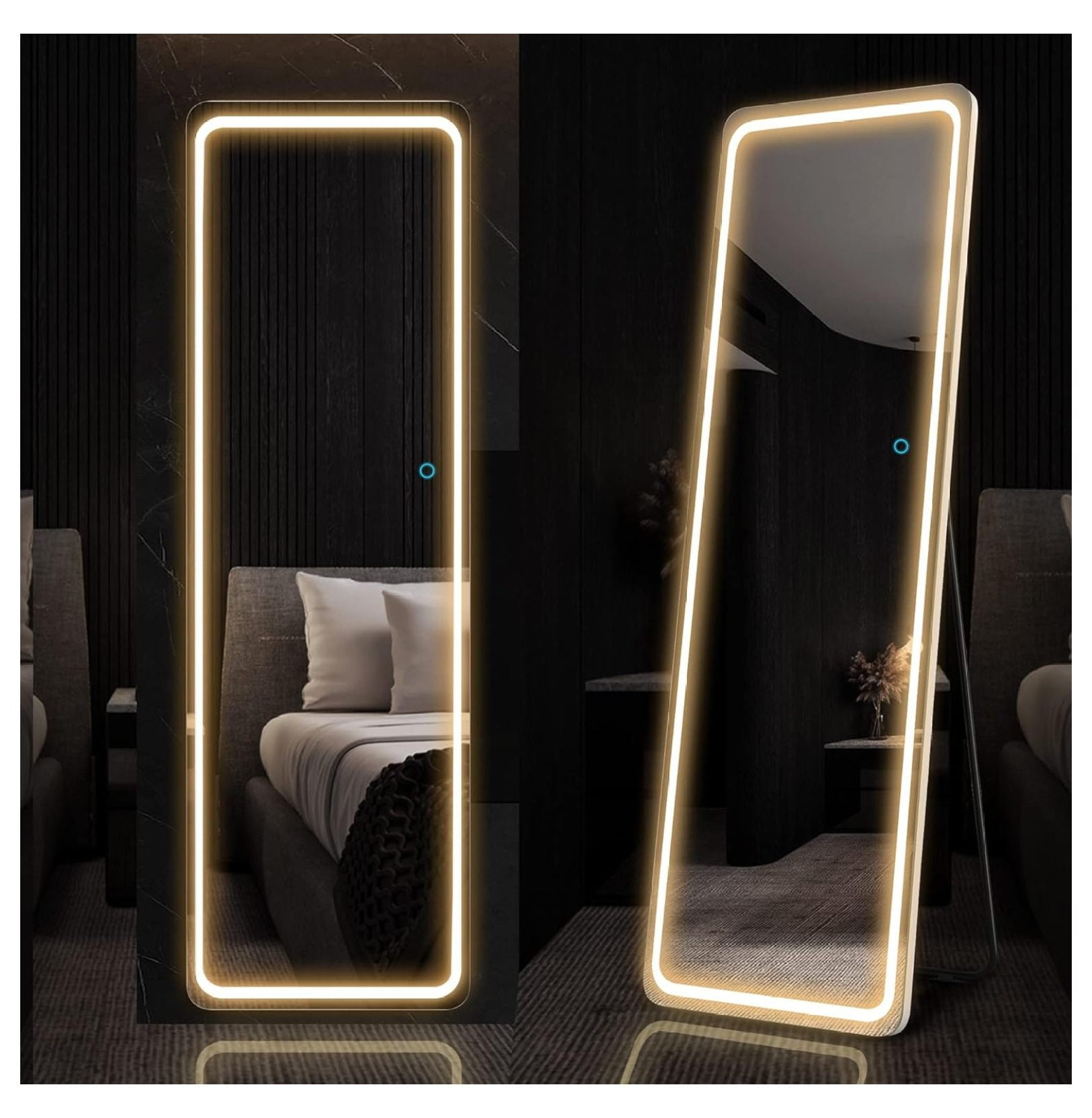 Modern White LED Full Length Aluminum Mirror with Dimming