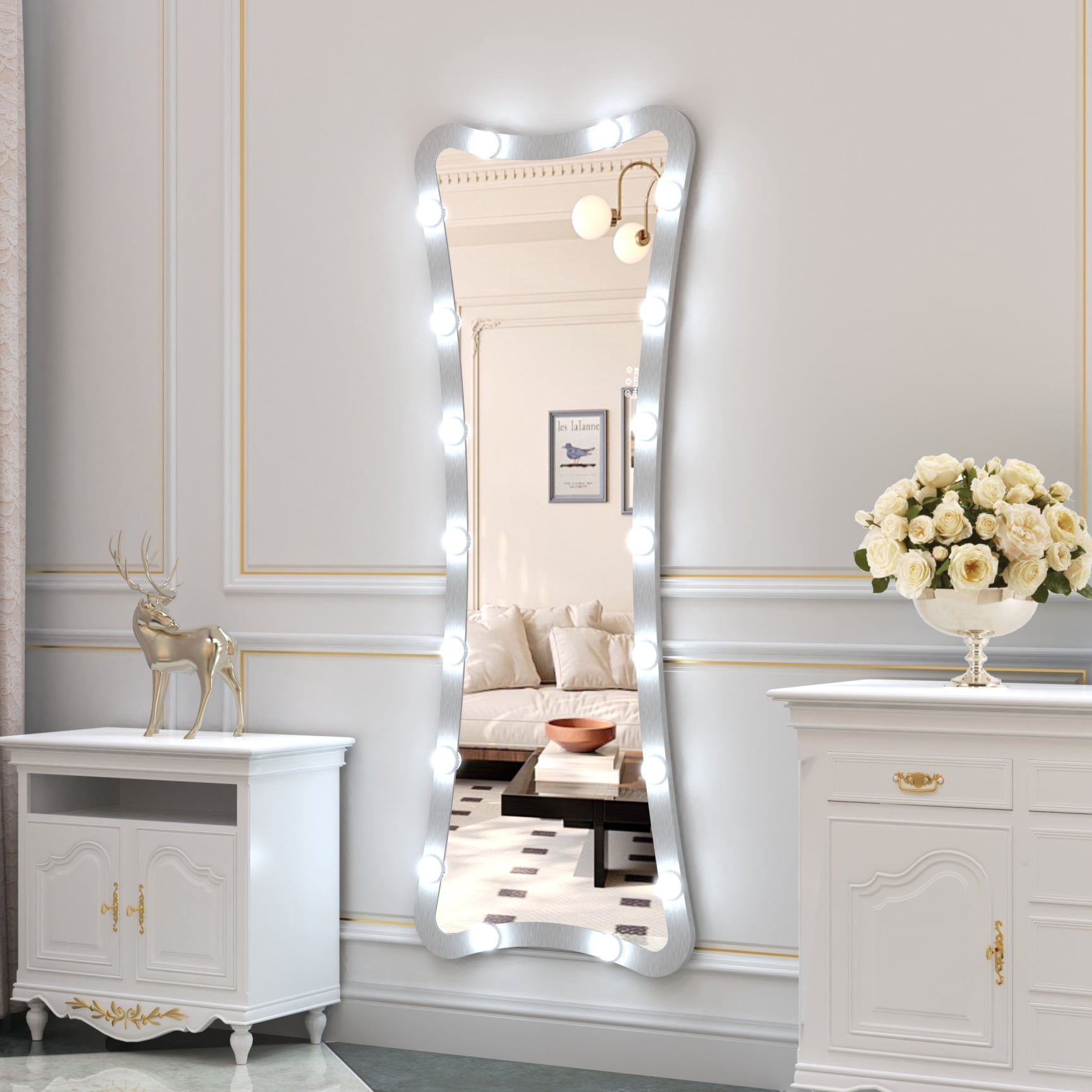 Full Length Mirror with Lights, Full Body Vanity Mirror with Touch ...
