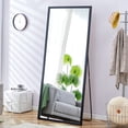 thumbnail image 1 of Full Length Mirror with Stand, 71 "* 31.5" Solid Wood Frame Floor Mirror, Full-Body Wall Mounted Mirror for Bedroom Entrance, Clothing Store, Free Standing, Black, 1 of 7