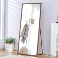 thumbnail image 1 of Full Length Mirror with Stand, 71 "* 31.5" Solid Wood Frame Floor Mirror, Full-Body Wall Mounted Mirror for Bedroom Entrance, Clothing Store, Free Standing, Brown, 1 of 7