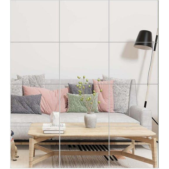 Full Length Mirror Tiles - 12 Inch x 8Pcs Frameless Wall Mirror Full Body Mirror for Home Gym Vanity Bedroom, Living Room