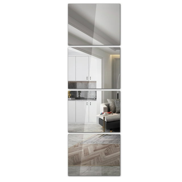 MEBRUDY 4Pcs 14x11 Inch Full Length Mirror Tiles, Glass Full Body Wall Mirror for Home Gym