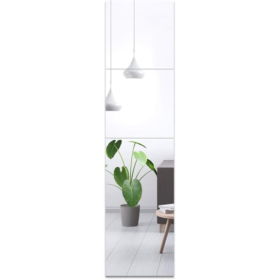 Full Length Mirror Tiles, Frameless Glass Wall Mirror, Body Mirror, Long Mirror, for Home Gym, for Door, Closet, Room, Easy to Install