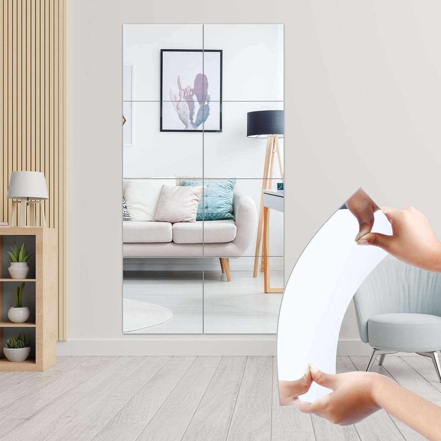 Full Length Mirror Wall Stickers 12 x 12 in Acrylic Mirror Tile Sticky ...