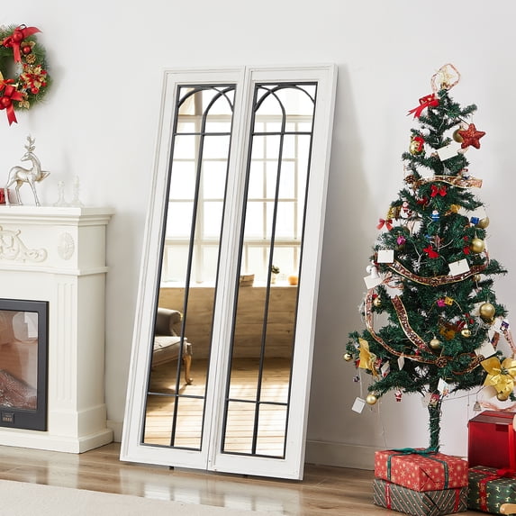 Full Length Mirror Wood Large Rustic Rectangular Full Body Mirror Standing the Wall, Floor Mirror for Bedroom Living Room, 69"x32"