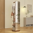 thumbnail image 1 of Full Length Mirror with Clothing Rack,65.7*17.7in(Mirror Width:13.7in) and place in the bedroom/living room(Walnut), 1 of 9