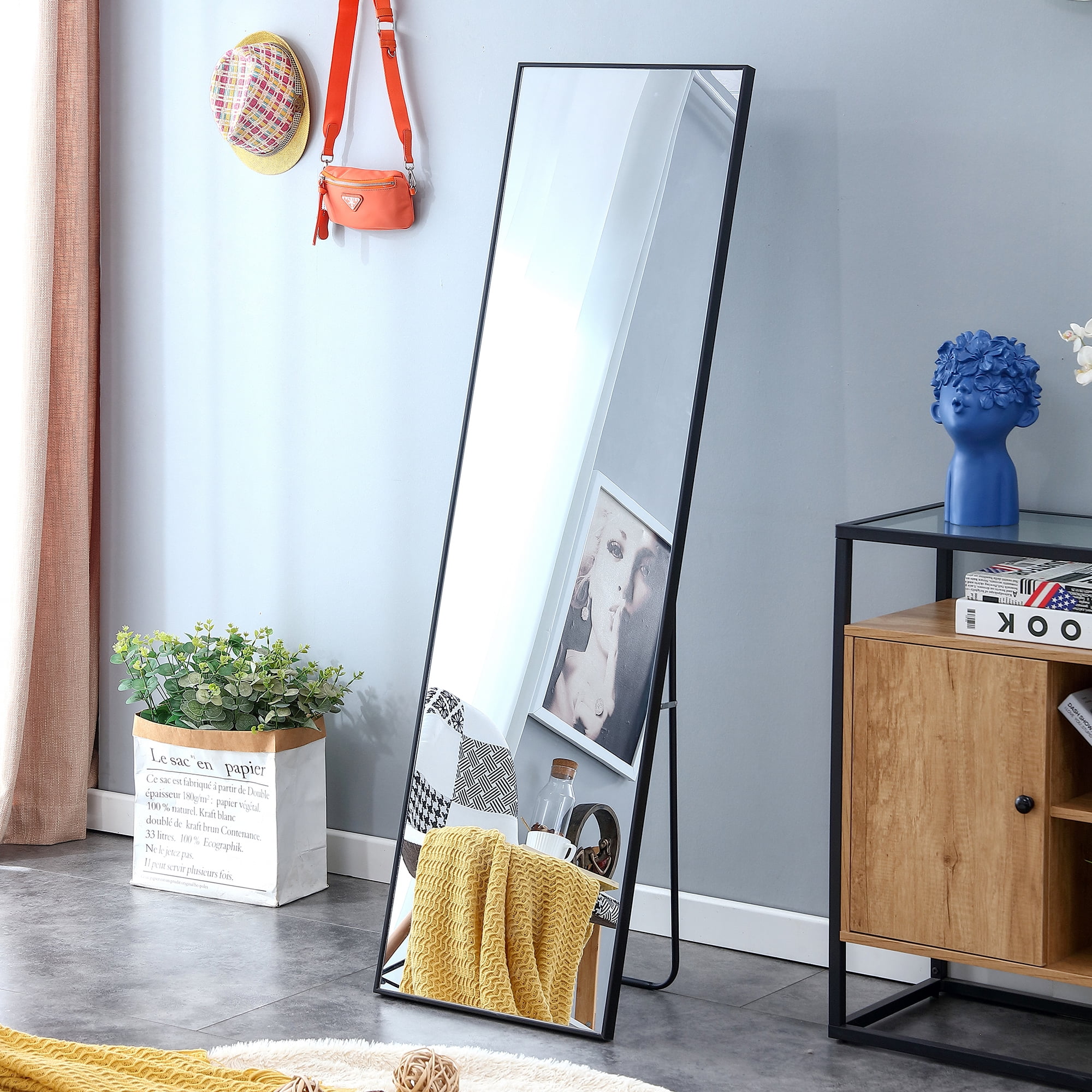 FullLength Mirror with Solid Wood Frame, Dressing Mirror, Floor Mirror