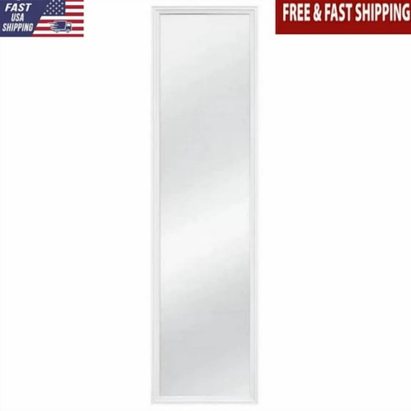 Full-Length Rectangular Mirror Over Door Space-Saving Elegant Home Decor White