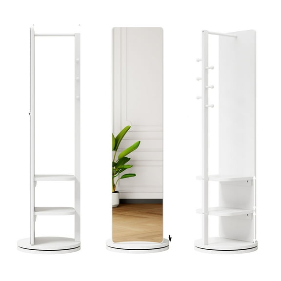 Full-Length Rubber Wood Mirror in Elegant Natural Finish, 65.7 x 17.7 Inches for Bedroom or Living Room Dcor