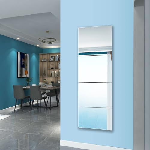 Full Length Safety Shatterproof Mirror for Kids - Plastic Wall Mirror Made of Acrylic Plexiglass, 4 Pcs 14" x14" - Long Bedroom Door Closet Mirror for Home Gym Body Workout