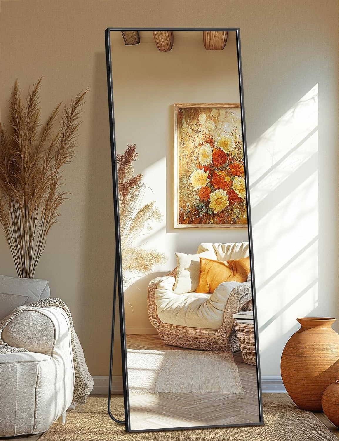 Full Length Standing Mirror, 70"x24" Black Full Body Mirror With ...