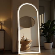 ACCVER 21x64 Full Length Standing Mirror w/LED Lights - 3 Color Modes, Durable Tempered Glass, Lean-to or Wall Mount for Bedroom/Dressing Room/Living Room, Arched