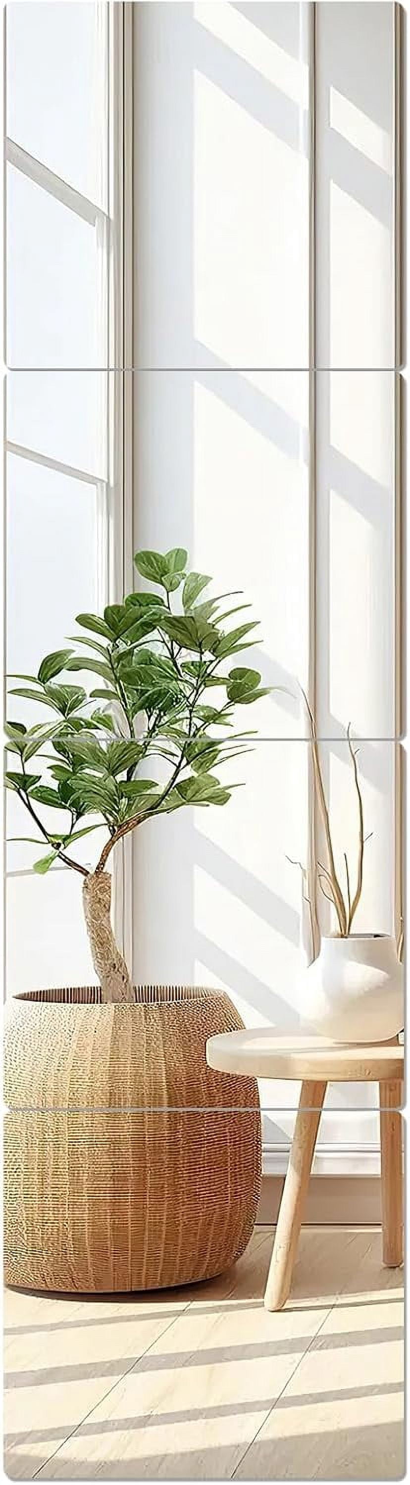 Full Length Wall Mirror Tiles, 12'' x 10'' x 4PCS, 2MM Thickened Wall ...