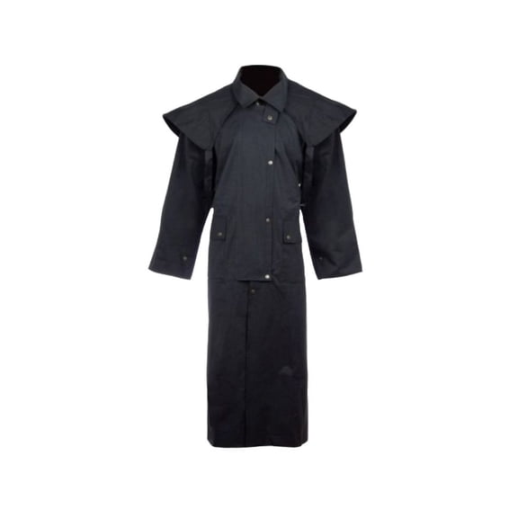 Full Length Western Waterproof Oilskin Duster (Black, Large)