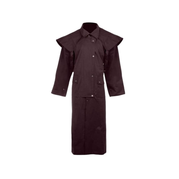 Full Length Western Waterproof Oilskin Duster (Brown, Medium)