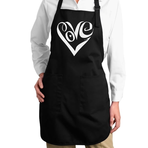 Full Length Word Art Apron - Script Love Heart