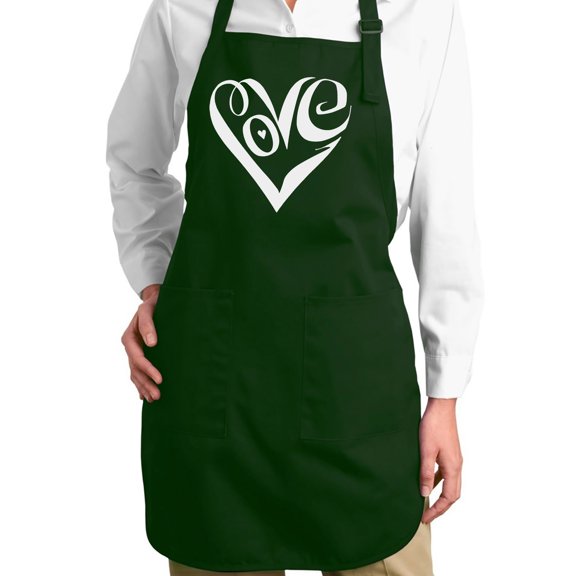 Full Length Word Art Apron - Script Love Heart