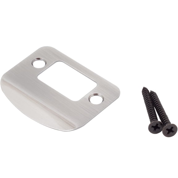Full Lip Round Corner Deadbolt Strike Plate, 2-1/4 Inches, 1-5/8" Center-to-Center, Antique Nickel by Stone Harbor Hardware