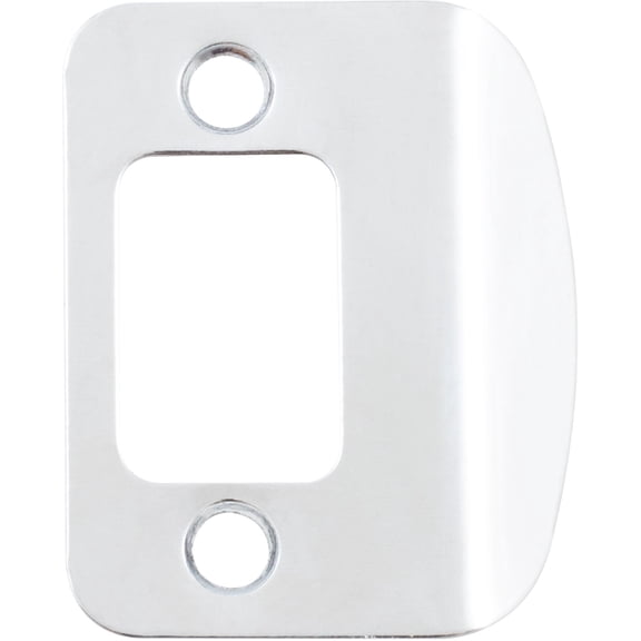 Full Lip Round Corner Deadbolt Strike Plate, 2-1/4 Inches, 1-5/8" Center-to-Center, Polished Chrome by Stone Harbor Hardware