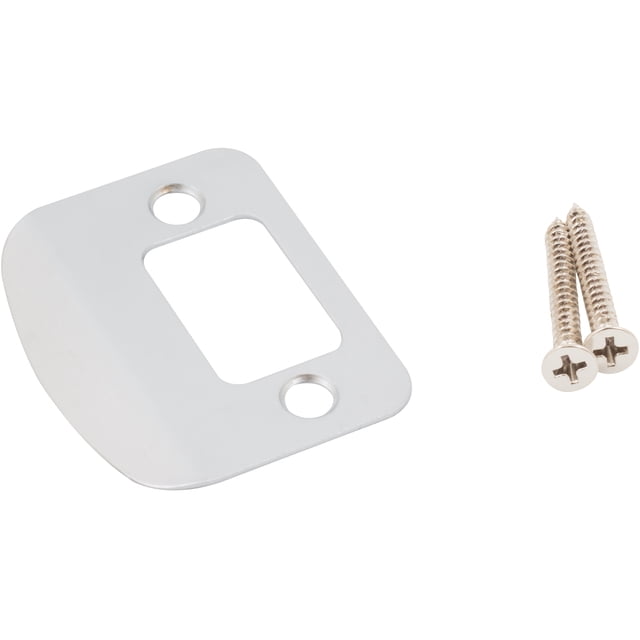 Full Lip Round Corner Deadbolt Strike Plate, 2-1/4 Inches, 1-5/8" Center-to-Center, Satin Chrome by Stone Harbor Hardware