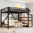 thumbnail image 1 of ChenyueFurn Modern Metal Storage Full Loft Bed with Storage Stairs Brown, 1 of 19