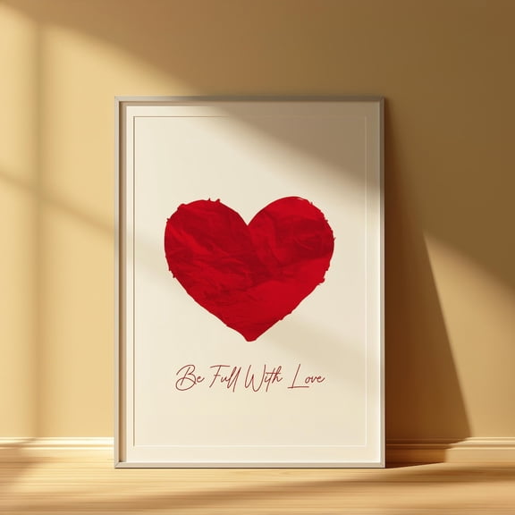 Full Of Love Poster, Heart Print, Love Wall Art, V-Day Print, Gift Her, Trendy Wall Art, Retro Wall Art, Red Wall Art, Love Print UNFRAMED PAPER POSTER, Home Decor, Vintage Gift, Living Room Dercor