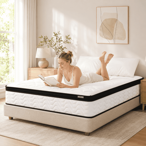 Full Mattress, 10 Inch Hybrid Mattress in a Box, Gel Memory Foam Mattress, Individually Wrapped Pocket Coils Innerspring Mattress, Support & Pressure Relief, Medium Firm Feel, 54"*75"