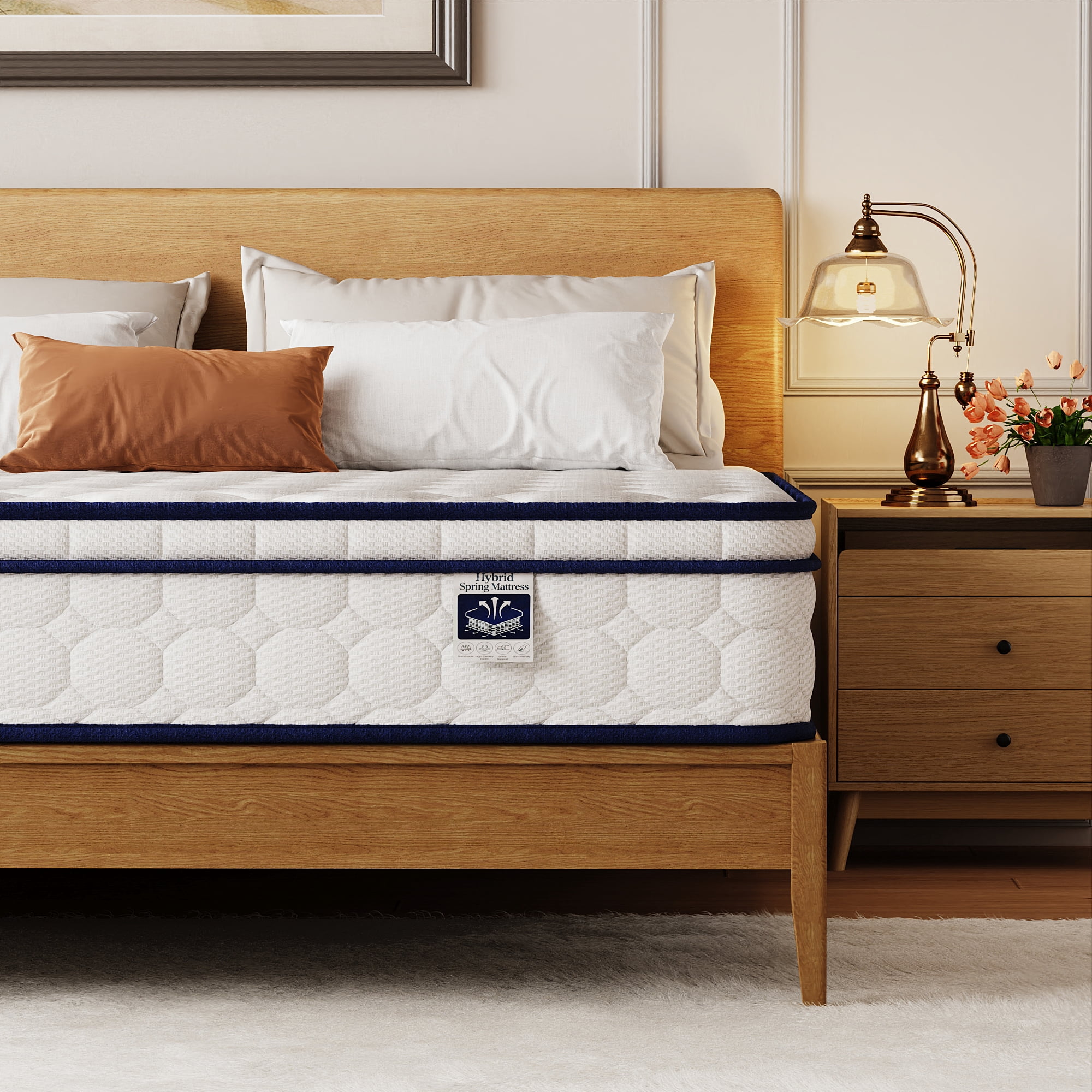 Full Mattress, 10 Inch Memory Foam Hybrid Mattress with Individual Pocket Spring, Motion Isolation, Upgrade Zoned Support, Strengthen Edge Support, Medium Firm, Pressure Relief, CertiPUR-US Certified