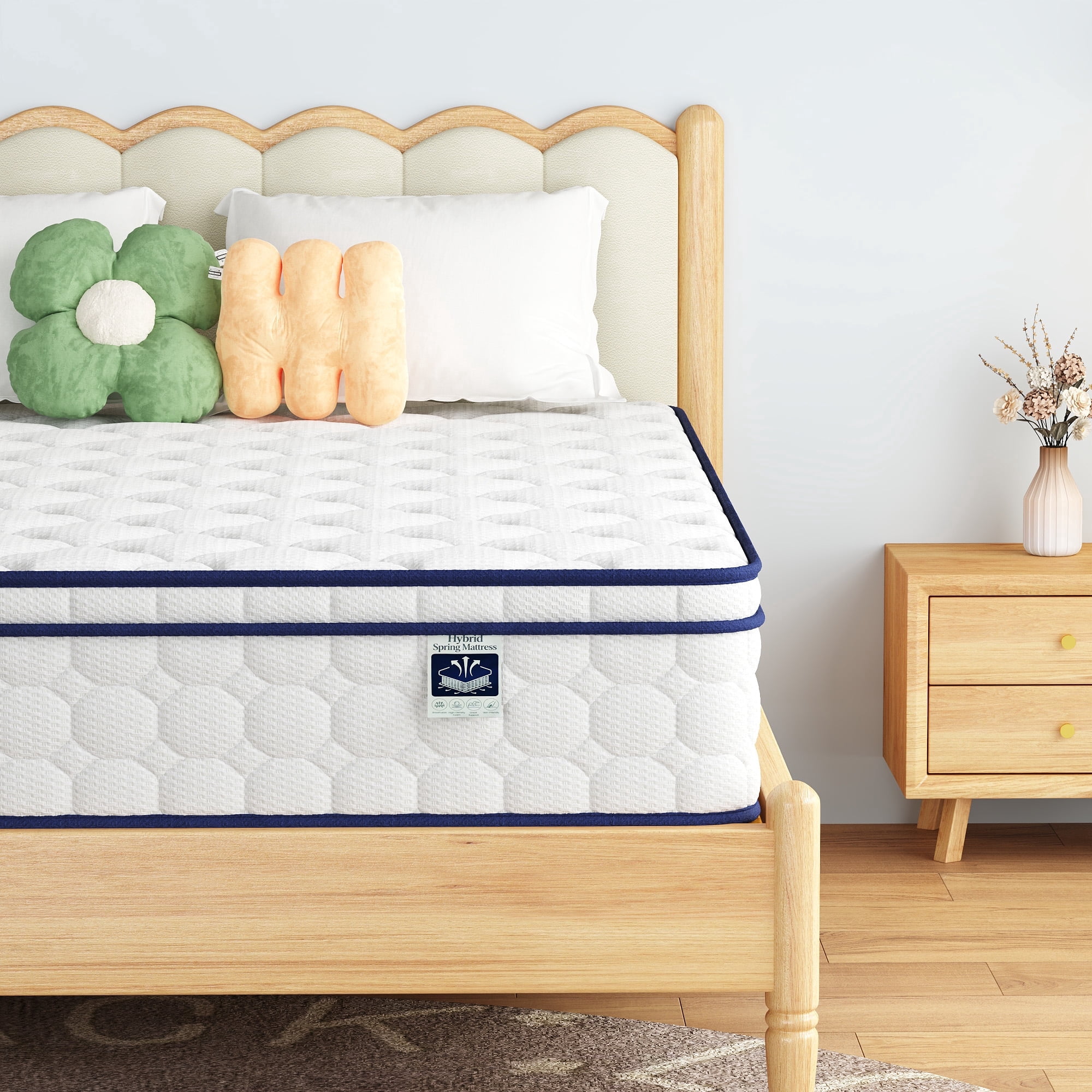 Full Mattress, 12 Inch Hybrid (Gel Memory Foam + Springs) - Medium Plush, Fiberglass-Free, Motion Isolating for Partners, Back Pain Relief