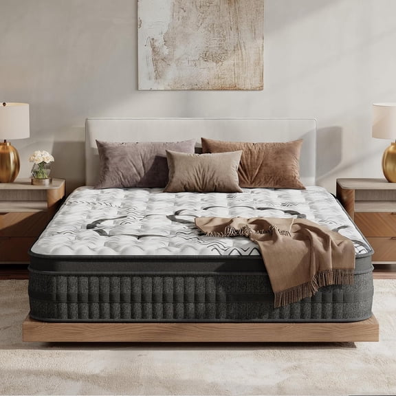 Full Mattress, 14 Inch Full Size Mattresses in a Box, Memory Foam Hybrid Mattress, with Individual Pocket Spring for Motion Isolation & Silent Sleep, Pressure Relief, Plush Firmness