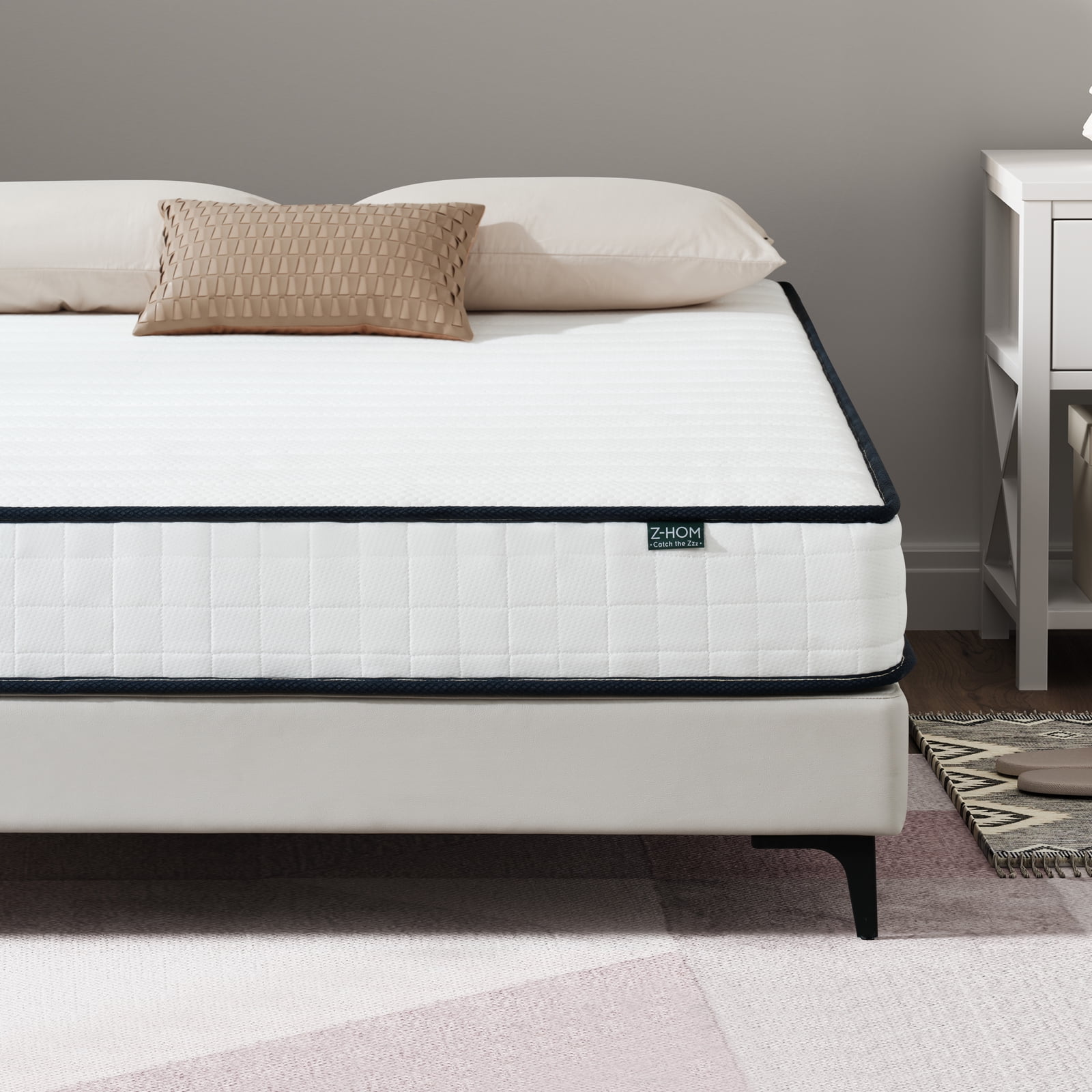 Full Mattress 8 inch, Z-HOM Full Size Hybrid Mattress in a Box, Full Foam Spring with Motion Isolation & Pressure Relief, Medium Soft