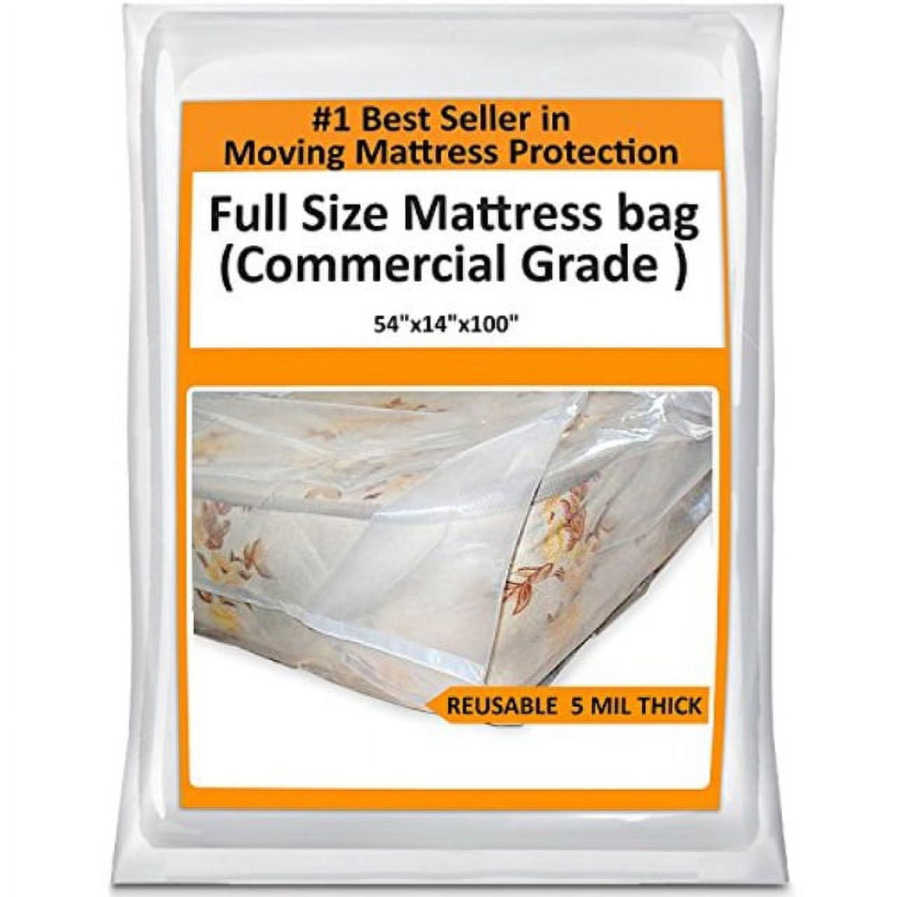Full Mattress Bag Cover for Moving Storage - Plastic Protector 5 Mil Thick Supply
