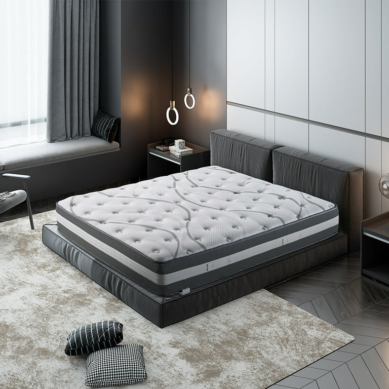 Full Mattress in a Box 12 Inch High Elasticity Foam Mattress Full Size Hybrid Pocket Spring Mattress Breathable Cover Comfort Medium to Soft