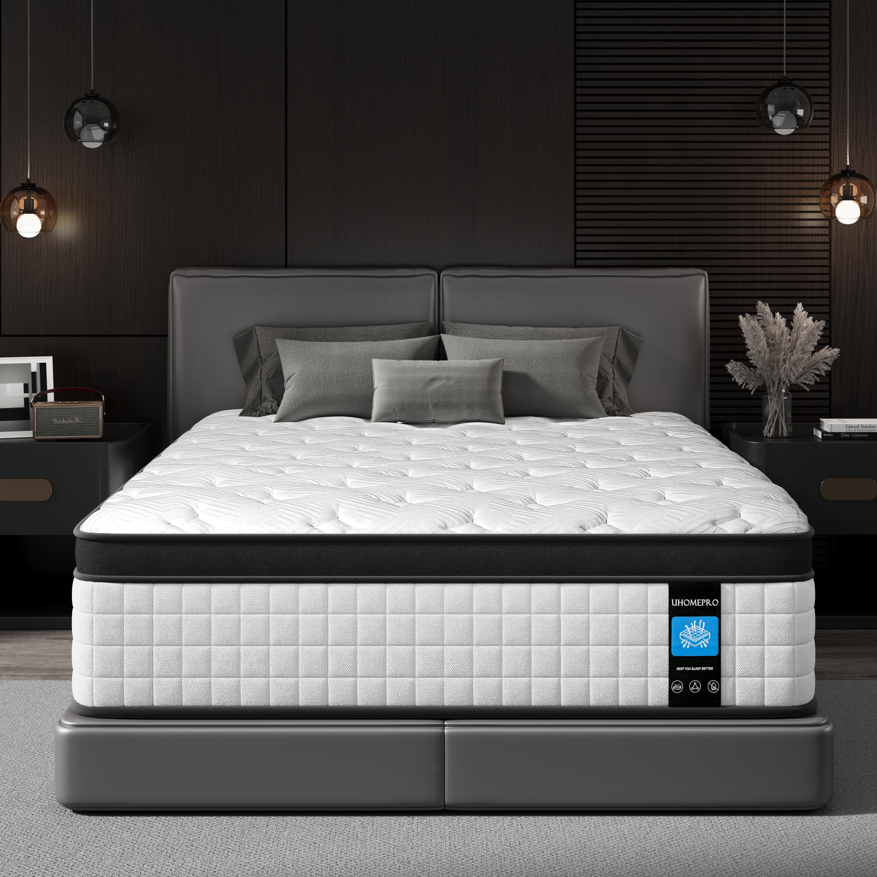 Full Size Mattress 12 inch, UHOMEPRO Hybrid Mattress in a Box Gel Memory Foam and Wrapped Pocket Spring, Colchon Mattress with Motion Isolation & Enhanced Edge Support,Medium Firm(6.5/10)