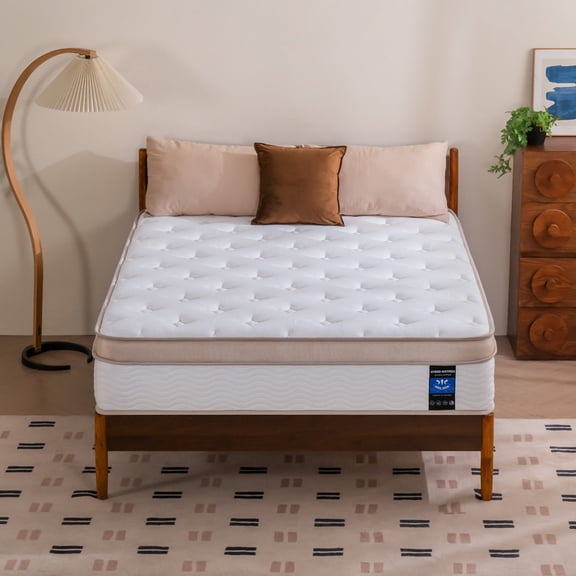 Full Mattress Plush Soft 12 Inch Hybrid Cooling Breathable Memory Foam and Pocket Spring Bed, Pressure Relief, Zoned Support, Back Pain Relief, Fiberglass Free CertiPUR-US Certified