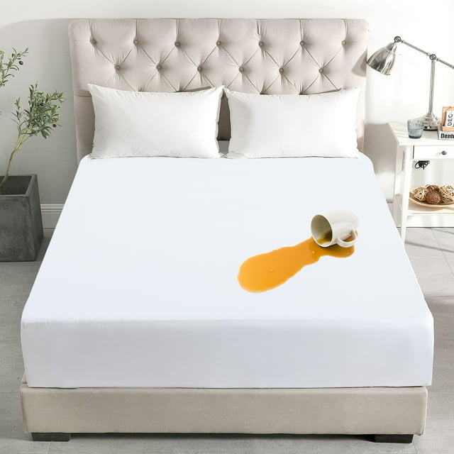 Full Mattress Protector, 100% Waterproof Mattress Cover, Noiseless Breathable Soft, Fitted Deep Pocket 8-18 Inch Bed Cover, Vinyl Free
