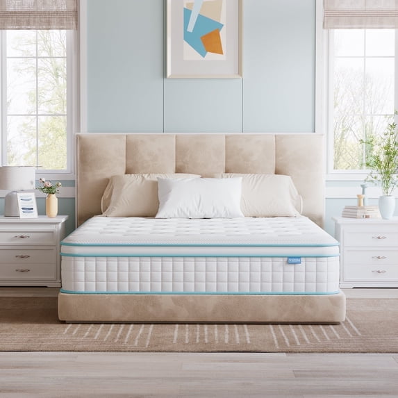 Full Mattress, VIZIM 10 Inch Wave Memory Foam & Pocket Spring Hybrid Mattress in a Box for Pressure Relief, CertiPUR-US Certified