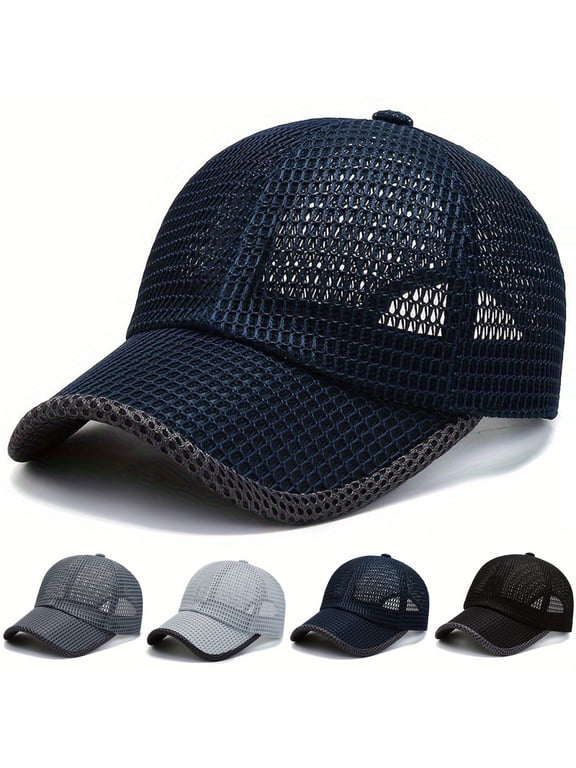 Full Mesh Baseball Cap for Men Women Breathable Large Grid Trucker Hat Quick Dry Outdoor Sun Protection Fishing Cap Lightweight Sports Running Hat Adjustable