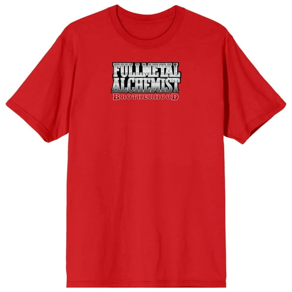 Full Metal Alchemist Brotherhood Logo & Symbol Crew Neck Short Sleeve Red Men's T-shirt-XXL