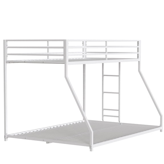 Full Metal Bunk Bed With 22 Sturdy Metal Slats Reinforced Guardrails Metal Twin Over Full Metal Bunk For Home