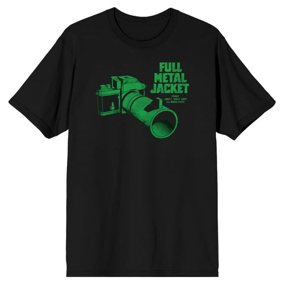 Full Metal Jacket DSLR Camera Crew Neck Short Sleeve Men's Black T-shirt-XL