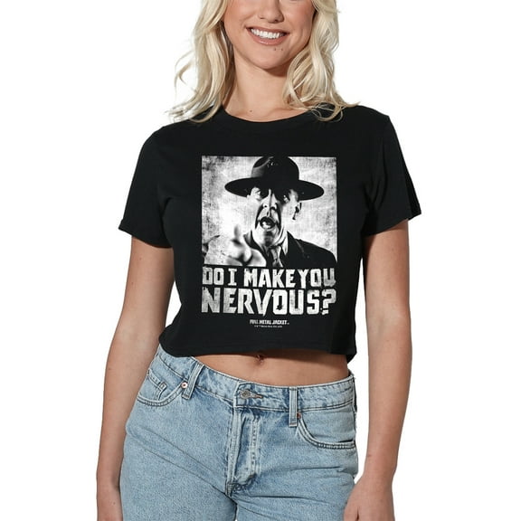 Full Metal Jacket Do I Make You Nervous Women's Crop Top T-Shirt, Black, Small