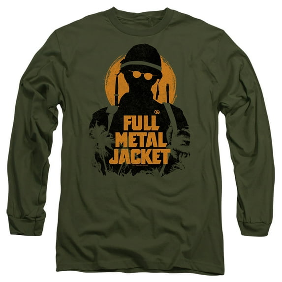 Full Metal Jacket Joker Silhouette Unisex Adult Long-Sleeve T Shirt (3X-Large) Military Green