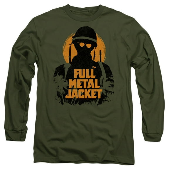 Full Metal Jacket Joker Silhouette Unisex Adult Long-Sleeve T Shirt (Large) Military Green